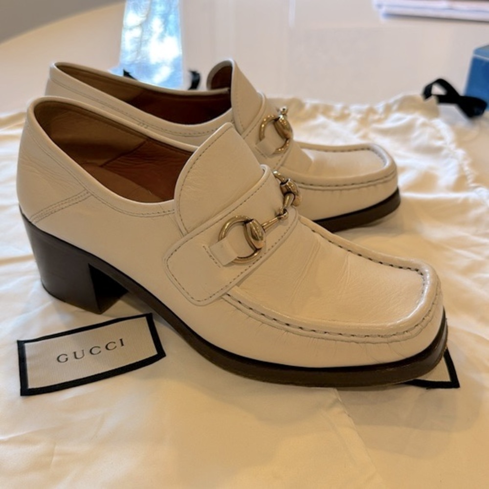 Gucci Vegas Block Heel Loafers White - Picture 5 of 9